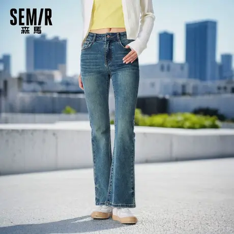 森柔牛仔|商场同款森马牛仔裤女2024秋季新款时尚长裤喇叭裤港风图片