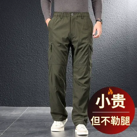 工装裤2023新款男秋季户外运动冲锋裤冬款防风防水中年宽松直筒裤商品大图