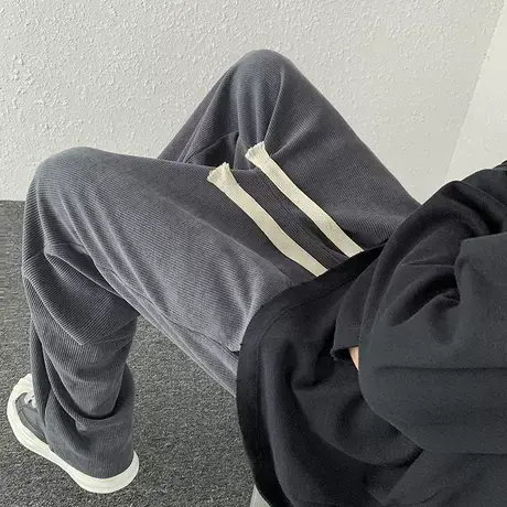 灯芯绒男裤子直筒痞帅九分休闲长裤宽松春秋款秋季冬韩版潮流日系商品大图