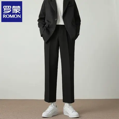 Romon/罗蒙黑色男士夏季休闲裤小西裤九分裤长裤修身西装裤子N1Z图片