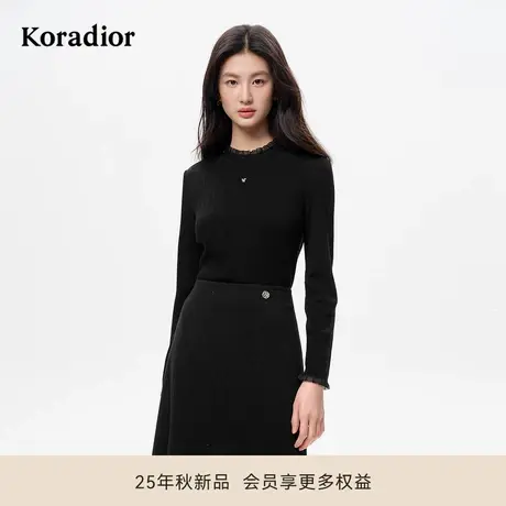 珂莱蒂尔2025秋季新款100%羊毛百搭小立领内搭打底针织衫女图片