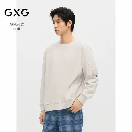 【X】GXG男装多色口袋设计户外风休闲宽松圆领卫衣男士24年秋季1商品大图