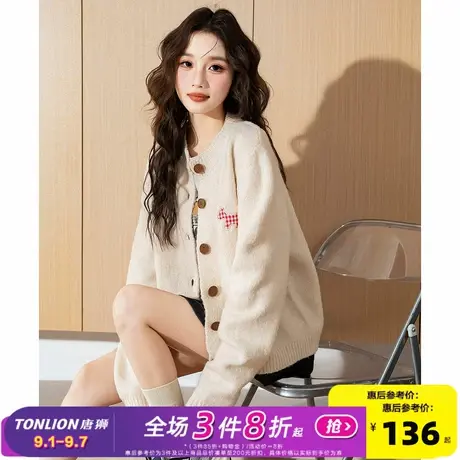 唐狮2025春季新款女毛衣软糯开衫小个子毛线衫卡通小狗甜美舒适图片