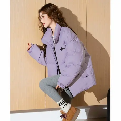 【防水】唐狮2024羽绒外套女冬季黑色短款羽绒服韩系面包服厚冬装图片