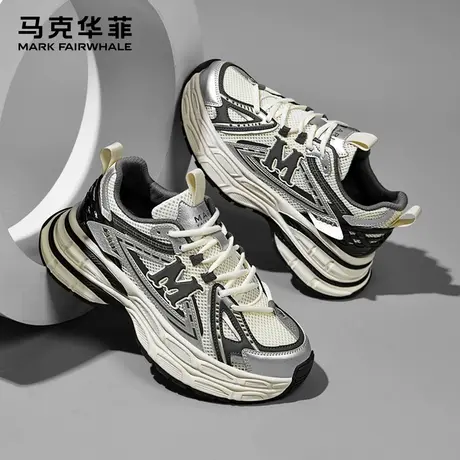 马克华菲女鞋2025夏季新款休闲老爹鞋厚底增高爆款银色运动鞋女款商品大图