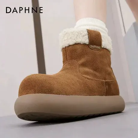 达芙妮雪地靴女2026新款冬季加绒加厚保暖棉鞋厚底增高短筒靴子女图片