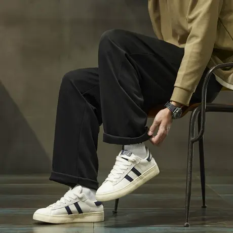 唐狮秋冬季直筒休闲长裤男款针织宽松时尚百搭高级感黑色男裤TUTA商品大图