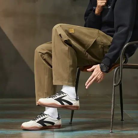 唐狮秋季新款男士休闲长裤百搭显瘦时尚小脚裤日式休闲风宽松TMTA图片