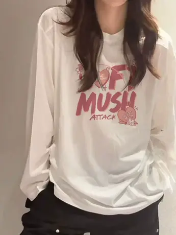 白色中长款内搭打底衫女秋冬季加绒长袖t恤设计感小众遮肚子上衣商品大图