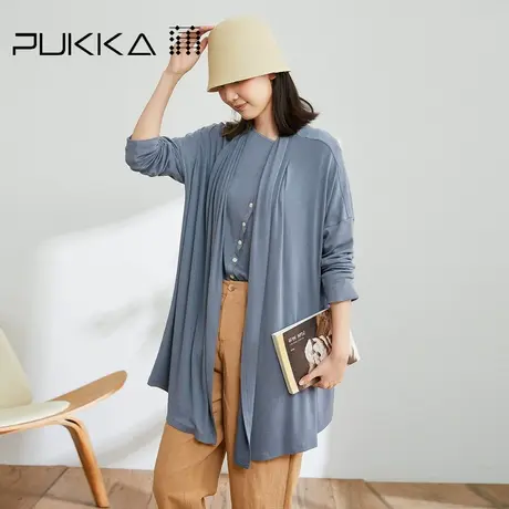 蒲PUKKA 慵懒落肩针织衫女开衫外套显瘦款2023新品通勤休闲百搭商品大图