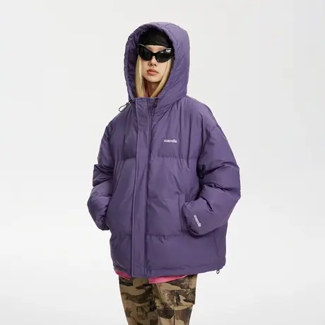 复古潮牌连帽棉服女加厚冬季外套2023新款宽松oversize面包服棉衣商品大图