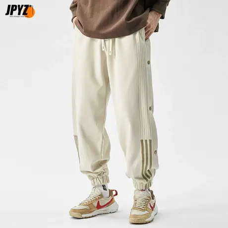 男生休闲裤直筒宽松排扣加绒裤子春秋束脚哈伦ins潮百搭潮牌卫裤商品大图