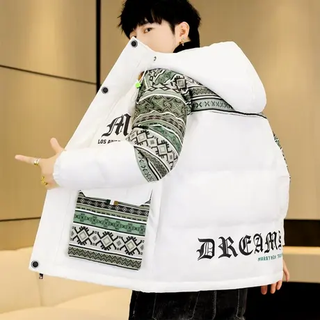 冬季加厚棉衣外套男连帽潮牌韩版帅气保暖棉服冬装学生羽绒棉袄子图片