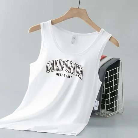 莫代尔白色背心男夏季冰丝凉感坎肩吊带健身运动无袖t恤篮球跨栏图片