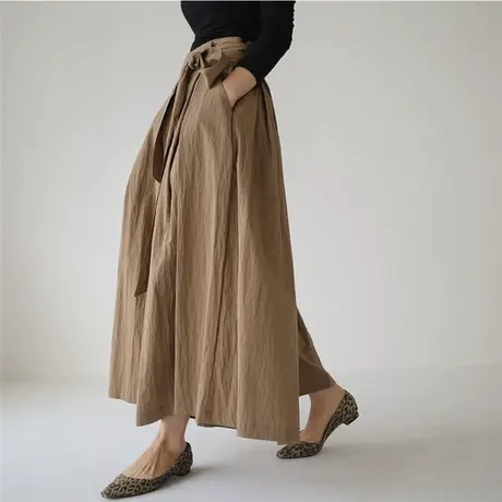 春夏秋新款女士阔腿裤宽松大码系带裤子直筒显瘦大裤腿休闲裤潮图片