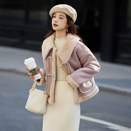 时尚保暖加厚气质减龄百搭休闲皮草外套女2023年冬季新款小众外套商品大图