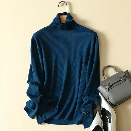 堆堆高领毛衣打底衫女士内搭秋冬2023年新款爆款宽松加厚针织上衣商品大图