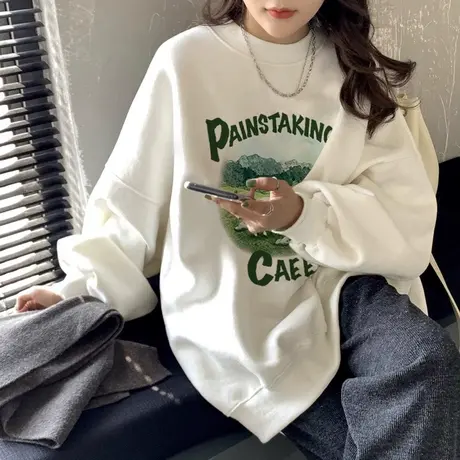 秋冬冬美式复古卫衣女宽松2023新款爆款小个子韩系慵懒风外套上衣商品大图