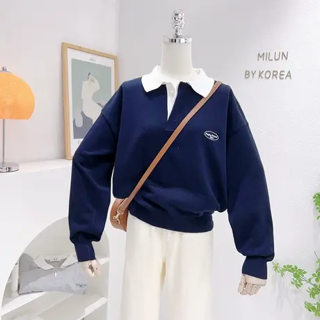 小个子毛衣2022秋冬款ins风韩系休闲polo领高腰针织衫长袖上衣众图片