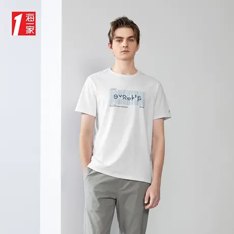 海一家清新创意印花短T夏季简约基础休闲短袖T恤男商品大图