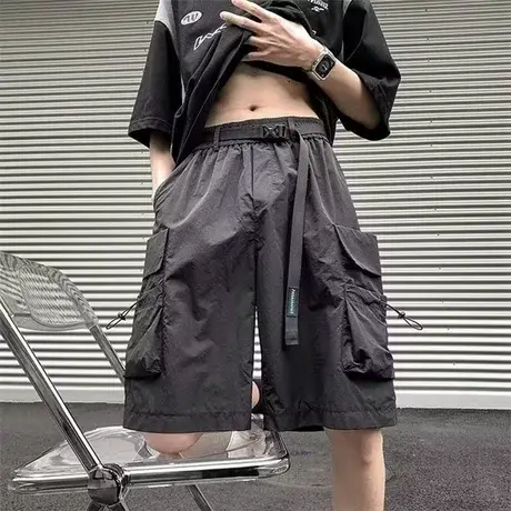 工装短裤男士夏季大码美式高街潮牌机能薄款速干阔腿休闲五分裤子商品大图