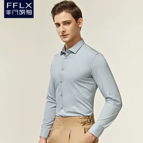 【竹纤维】非凡领袖 浅绿衬衫男长袖商务正装免烫微弹垂感衬衣商品大图