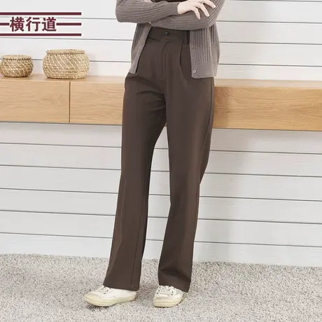 2025春季新款纯色简约通勤宽松阔腿纽扣西装长裤女大码下装妈妈装商品大图