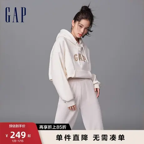 【欧阳娜娜同款】Gap女装秋冬LOGO碳素软磨抓绒卫衣805282连帽衫图片