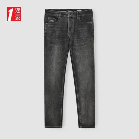 海一家时尚有型长裤2024夏季新款舒适休闲中腰青年男士牛仔裤商品大图