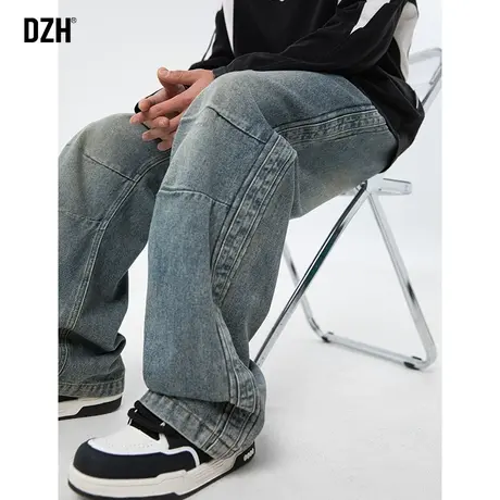 男士美式工装牛仔裤男春季直筒宽松2024年新款高街裤子男款伞兵裤图片