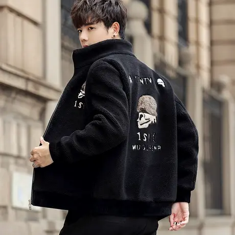 羊羔毛绒夹克男士冬季ins潮流棉服情侣衣韩版加厚保暖颗粒绒外套商品大图