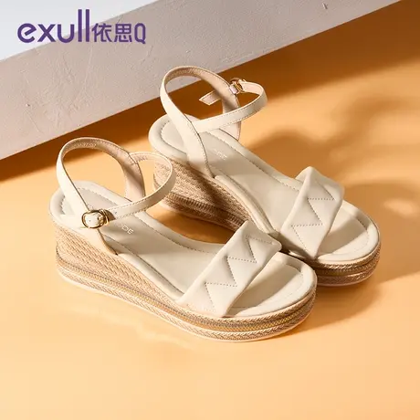 依思q坡跟凉鞋女士女鞋2023新款女士增高底防水台高跟鞋厚底鞋商品大图