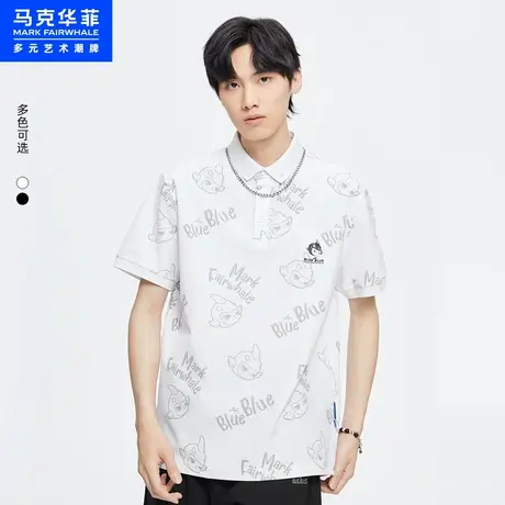 商场同款马克华菲鲸鱼字母满印短袖POLO衫男23夏季新款潮流上衣图片
