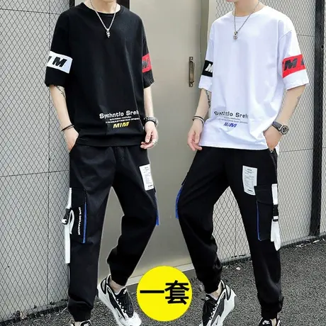 青少年短袖t恤男夏季套装初中高中学生男装一套搭配大童夏装帅气商品大图