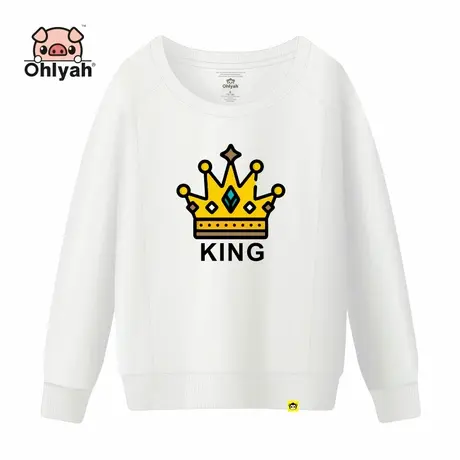 Ohlyah薄款小卫衣女2022秋装新款套头圆领皇冠印花学生姐妹闺蜜装商品大图