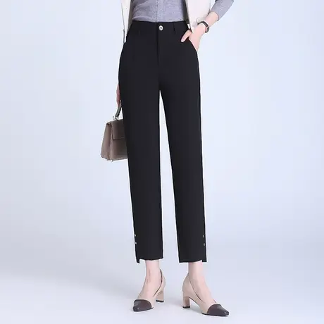黑色九分直筒裤女秋季2023新款简约通勤OL小西裤显瘦小个子休闲裤商品大图