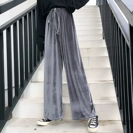 铜氨丝阔腿裤女高腰夏垂感冰丝宽松直筒休闲春秋2023新款拖地女裤图片