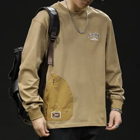 重磅长袖卫衣男t恤潮牌大码秋季23新款男士百搭内搭打底男款秋冬商品大图