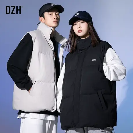 情侣立领棉马甲男冬季潮流外穿无袖背心男装2023新款坎肩外套宽松商品大图