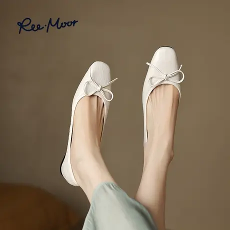 REEMOOR睿慕2023秋季新款编织蛋卷鞋超软羊皮豆豆鞋温柔风单鞋女商品大图