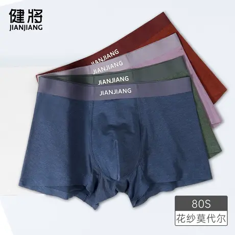 健将80S莫代尔男士内裤冰丝感蚕丝裆四角裤抗菌透气平角短裤秋冬图片
