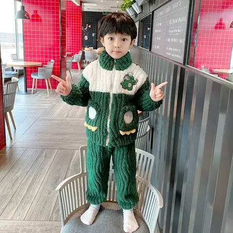 儿童秋季套装2022新款男童装时髦套装洋气加绒小男孩秋冬装炸街图片