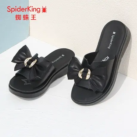 SPIDER KING/蜘蛛王拖鞋女外穿2023夏商场同款一字拖鞋蝴蝶结软底商品大图