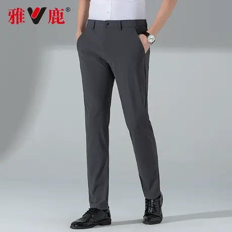 【弹力抗皱】雅鹿春季新款休闲裤男中年商务直筒男士修身百搭长裤商品大图