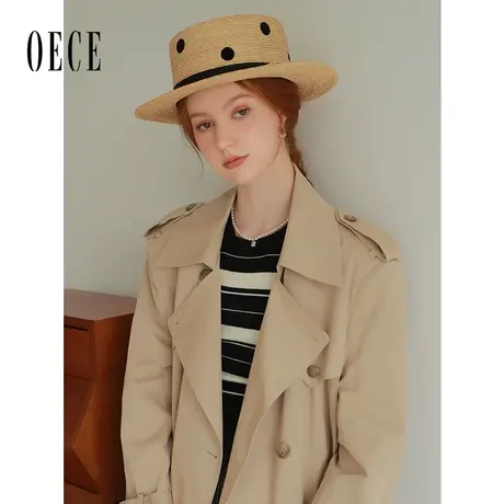 Oece高级感风衣外套女2023秋季新款女装气质修身通勤大衣图片