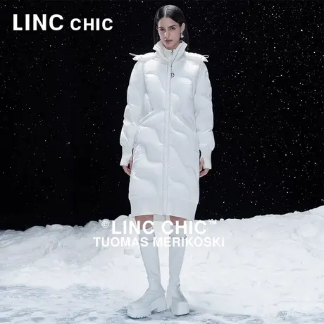 【设计师联名款】LINCCHIC金羽杰23秋冬新品鹅绒轻体长款羽绒服女商品大图