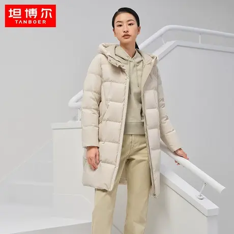 【商场同款】坦博尔22新款羽绒服女连帽中长款保暖外套冬TB331668图片