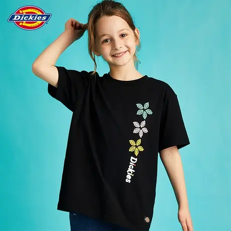 Dickies童装 男女童夏装新潮花朵LOGO字母印花宽松圆领短袖T恤衫图片