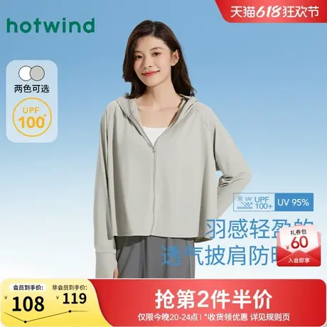 热风女装女士连帽防晒服25夏新款披肩防晒外套凉感透气防晒衣商品大图
