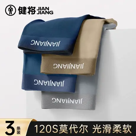 健将120S莫代尔男士内裤纯棉裆抗菌宽松透气四角裤男生平角短裤头图片